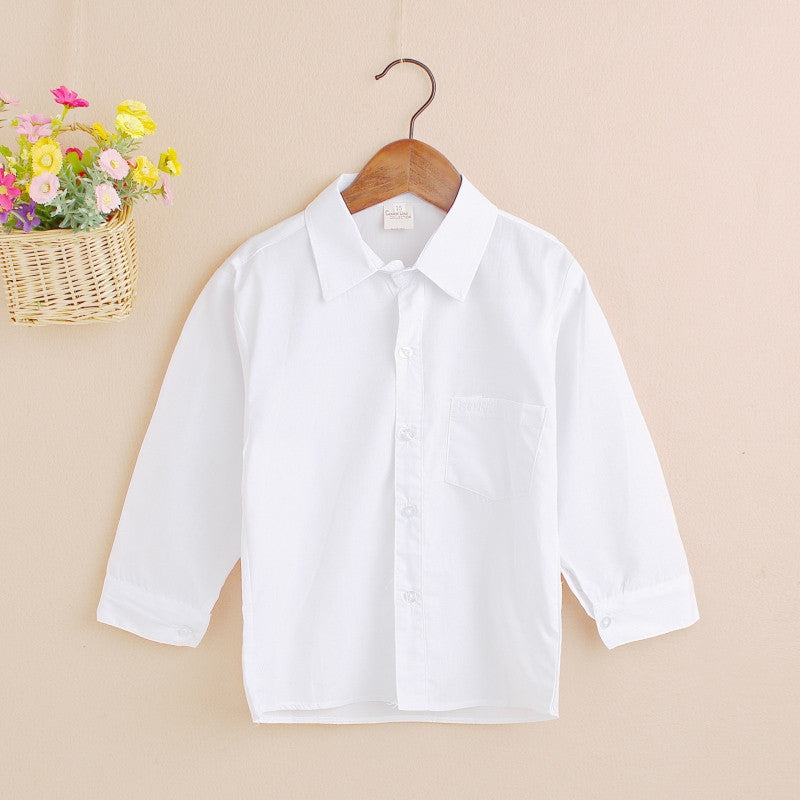 Kid Boy Lapel Formal Solid Tops Toddler Button Front White Baby Shirt ILML