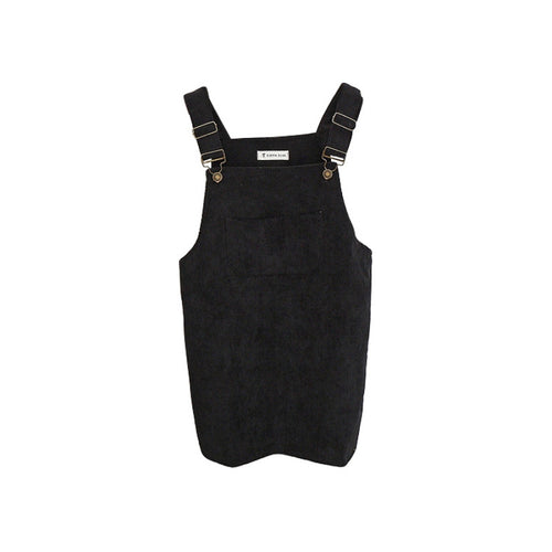 Korean Style College Wind Restoring Ancient Ways Corduroy Suspenders Big Pocket Straight Vest Dress LE3 ILML