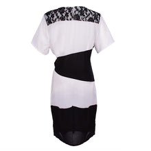 Large Size Women's Striped Short Sleeve Lace Dress Bodycon 6XL Dresses ILML