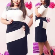 Large Size Women's Striped Short Sleeve Lace Dress Bodycon 6XL Dresses ILML