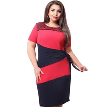 Large Size Women's Striped Short Sleeve Lace Dress Bodycon 6XL Dresses ILML