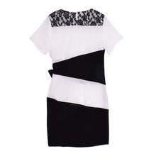 Large Size Women's Striped Short Sleeve Lace Dress Bodycon 6XL Dresses ILML