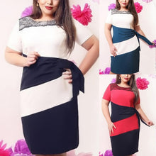 Large Size Women's Striped Short Sleeve Lace Dress Bodycon 6XL Dresses ILML