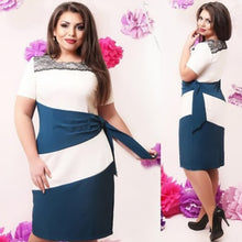 Large Size Women's Striped Short Sleeve Lace Dress Bodycon 6XL Dresses ILML