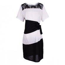 Large Size Women's Striped Short Sleeve Lace Dress Bodycon 6XL Dresses ILML