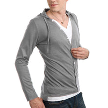 Street Boy Men Button Front Sleeve V-Neck Solid Casual Slim Fit Shirts ILML