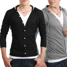 Street Boy Men Button Front Sleeve V-Neck Solid Casual Slim Fit Shirts ILML