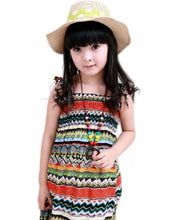 Baby Girls Dress with Necklace Children Graceful Printed Beach Dress Bohemian Style Girl Dresses ILML