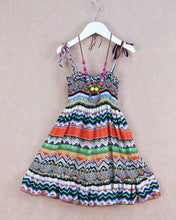 Baby Girls Dress with Necklace Children Graceful Printed Beach Dress Bohemian Style Girl Dresses ILML