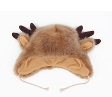 Ctue Women Ladies Fur Russian Pillbox Hat Women's Warm Hat Elk Horn ILML