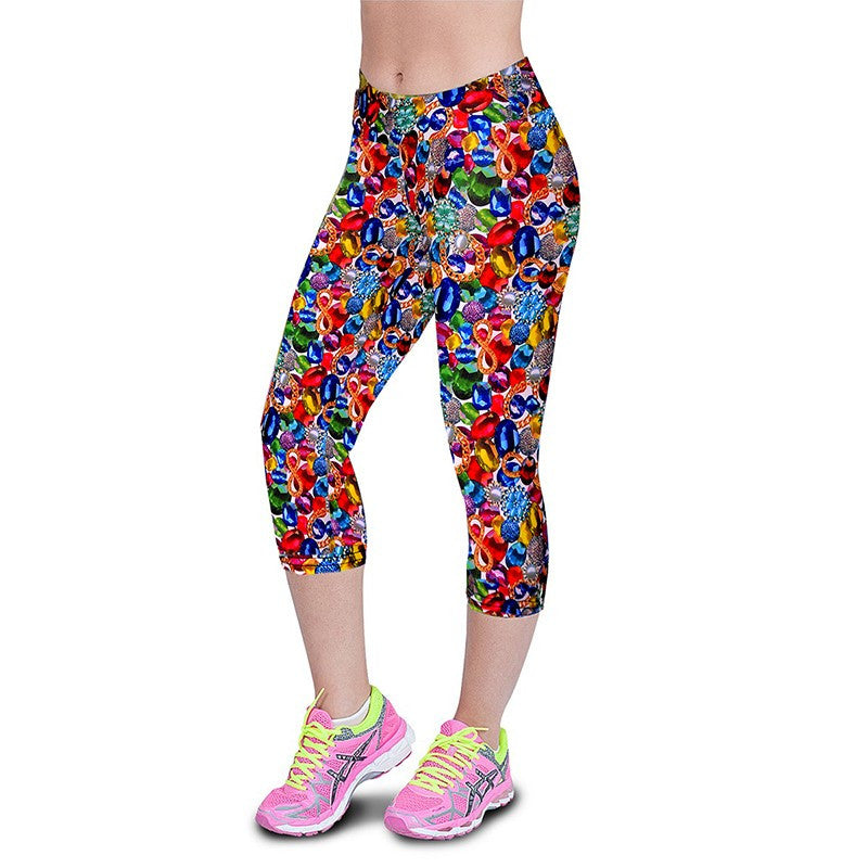 Design High Waist Pants Printed Stretch Cropped Leggings ILML