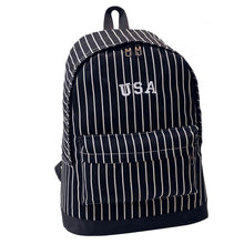 Design Women Men Boys Girls Stripe Double-Shoulder Canvas Backpack Schoolbag ILML
