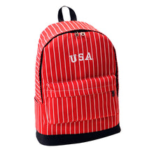 Design Women Men Boys Girls Stripe Double-Shoulder Canvas Backpack Schoolbag ILML