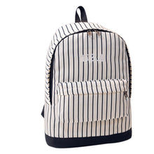 Design Women Men Boys Girls Stripe Double-Shoulder Canvas Backpack Schoolbag ILML