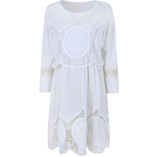 Casual Dress Brief Straight Flare Sleeve Solid Empire Beach Women White Dresses H41 LY3 ILML