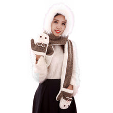 Warm Adult Rabbit Hat Scarf Gloves Three-Piece ILML
