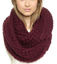 Warm Women Two Circle Cable Knit Cowl Neck Long Scarf Shawl Casual Solid Scarves Shawls  ILML