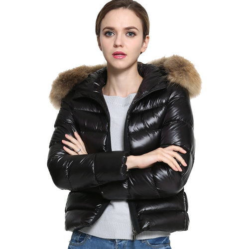 jacket women coat womens clothing Faux Fur Collar Hooded Parkas Cotton Padded slim warm Jacket coat  ILML
