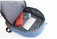 Novel Canvas Backpack Floral Stripe School Shoulder Bag Travel Rucksacks in stock ILML