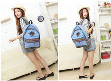 Novel Canvas Backpack Floral Stripe School Shoulder Bag Travel Rucksacks in stock ILML