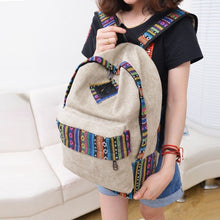 Novel Canvas Backpack Floral Stripe School Shoulder Bag Travel Rucksacks in stock ILML