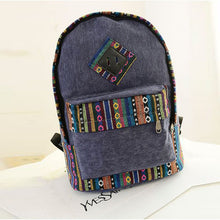 Novel Canvas Backpack Floral Stripe School Shoulder Bag Travel Rucksacks in stock ILML