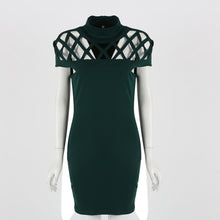Party Night Turtle Neck Dress Hollow Out Mesh Slim Dresses Sexy Skinny Cut Off Black Mini Bodycon Brand Vestidos ILML