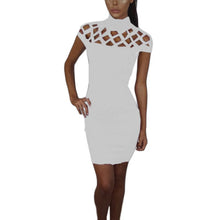 Party Night Turtle Neck Dress Hollow Out Mesh Slim Dresses Sexy Skinny Cut Off Black Mini Bodycon Brand Vestidos ILML