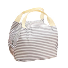 Portable Lunch Bag Canvas Stripe Picnic Fruit Tote Carry Case Insulated Cooler Zipper Organizer Lunch Box  ILML