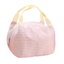 Portable Lunch Bag Canvas Stripe Picnic Fruit Tote Carry Case Insulated Cooler Zipper Organizer Lunch Box  ILML