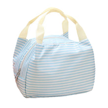 Portable Lunch Bag Canvas Stripe Picnic Fruit Tote Carry Case Insulated Cooler Zipper Organizer Lunch Box  ILML