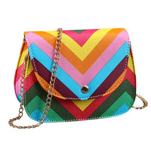 Rainbow evening bag hbags women messenger bags leather Crossbody Shoulder Bag Stripes colorful Party bags bolsa feminina ILML