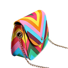 Rainbow evening bag hbags women messenger bags leather Crossbody Shoulder Bag Stripes colorful Party bags bolsa feminina ILML