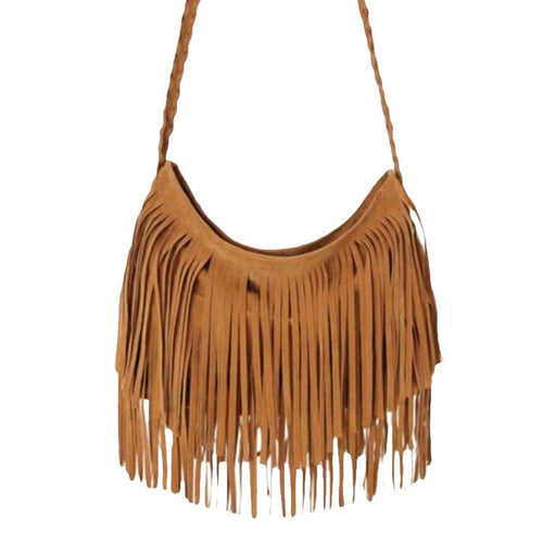 Retro Women bags Vintage Faux Suede Fringe Tassle Imitation leather Satchel Shoulder Hbags Crossbody Bag For Women ILML