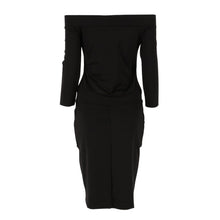 Sexy Bodycon Dress Three Quarter Sleeve Slash Neck Dresses Casual Party Night Blue Black Club Clothes ILML