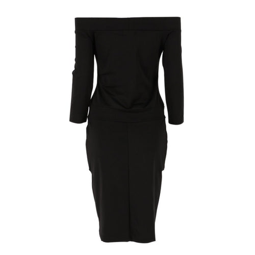 Sexy Bodycon Dress Three Quarter Sleeve Slash Neck Dresses Casual Party Night Blue Black Club Clothes ILML