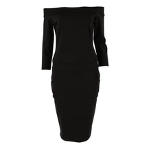 Sexy Bodycon Dress Three Quarter Sleeve Slash Neck Dresses Casual Party Night Blue Black Club Clothes ILML