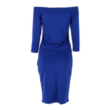 Sexy Bodycon Dress Three Quarter Sleeve Slash Neck Dresses Casual Party Night Blue Black Club Clothes ILML