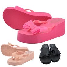Simple Women Bowknot Sal Platform Wedges Flip Flops Home Slippers ShoesLady Slippers house slippers ILML