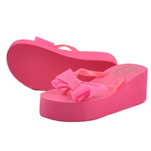 Simple Women Bowknot Sal Platform Wedges Flip Flops Home Slippers ShoesLady Slippers house slippers ILML