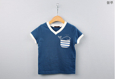 Children's Boy T-shirt Delicate Dolphin Pattern Cotton Short-sleeved T-shirts Outwear Kids Clothes ILML