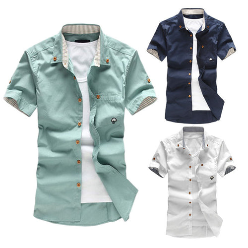 Men Shirt Casual Small Mushroom Embroidery Men Shirts ILML