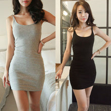 Style Slim Women Sexy Solid Lady Bodycon Skinny Bottoming Dress Cotton Spaghetti Strap Base Mini Dresses ILML