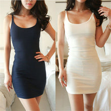 Style Slim Women Sexy Solid Lady Bodycon Skinny Bottoming Dress Cotton Spaghetti Strap Base Mini Dresses ILML