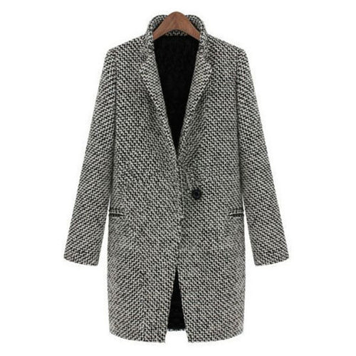 Vintage Women Long Coat Parka Jacket Trench Wool Blends Lapel Outwear LE2 ILML