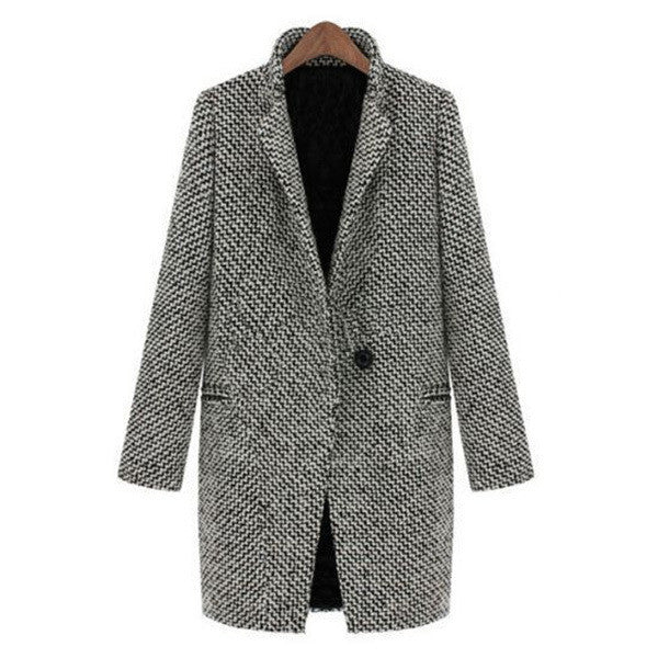 Vintage Women Long Coat Parka Jacket Trench Wool Blends Lapel Outwear LE2 ILML