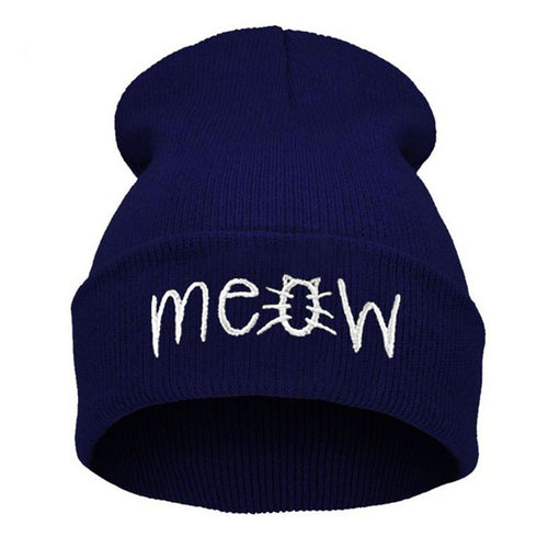 Knitting MEOW Beanie Hat Snapback Men Women Hiphop Cap ILML