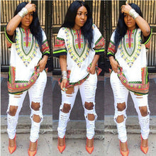 Women African Festival Dashiki Shirt Kaftan Boho Hippe Gypsy Festival Tops Party Dress LY3 ILML