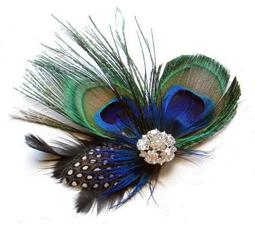 arrivel Peacock Feather Sparkling Rhinestones Bridal Wedding Hair Clip Head Accessory  ILML