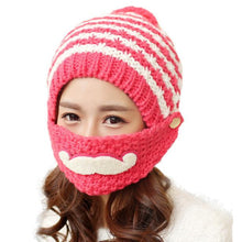 DesignWomen Cute Beard Hat Knit Warm Cap Beanies With Mouth Mask ILML